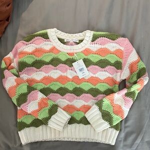GIRLS Colorful Wave Pattern Sweater